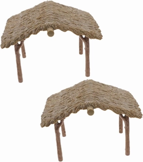 2Pcs Miniature Cottage Table Ornament Detachable Thatched Hut for DIY Micro Landscape Decor Realistic Farm Scene Decoration for Garden Figurines and Miniature