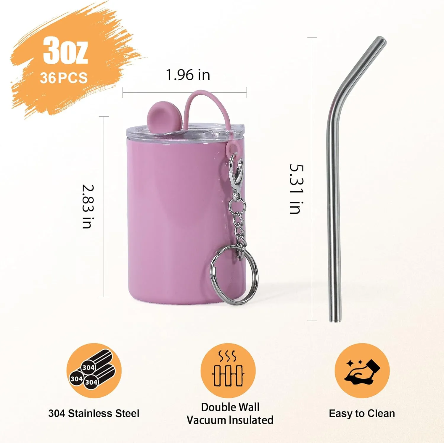 3 oz Mini Tumbler Shot Glass with Straw and Lid 36 Pcs Sublimation Shot Glasses Tumblers Blank with Keychain Cute Shot Glasses Set for Wedding Party Whiskey Cocktail Bar, 6 Colored