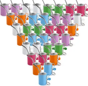 3 oz Mini Tumbler Shot Glass with Straw and Lid 36 Pcs Sublimation Shot Glasses Tumblers Blank with Keychain Cute Shot Glasses Set for Wedding Party Whiskey Cocktail Bar, 6 Colored