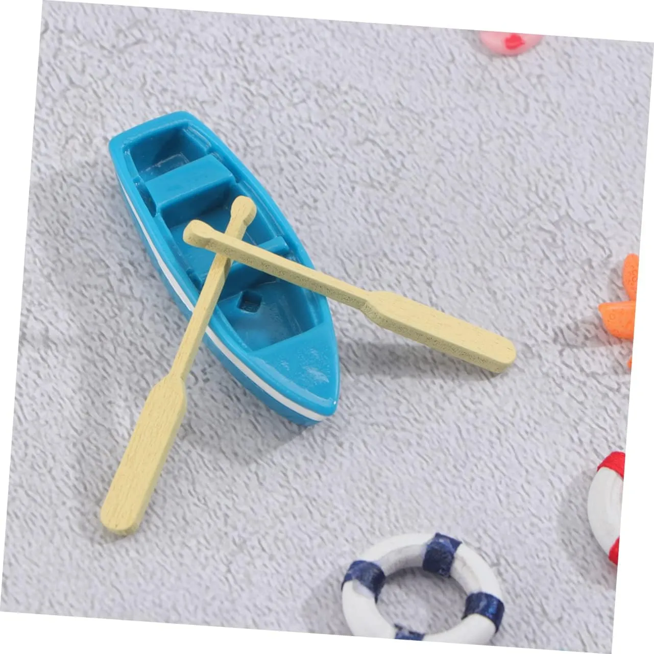 3 Sets Miniature Beach Accessories Resin Boat Umbrella and Slippers for Mini House Sandbox and Plant Decoration and Imaginative Collectors