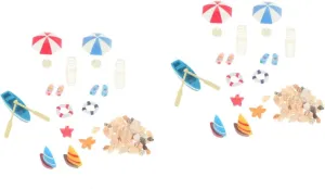 3 Sets Miniature Beach Accessories Resin Boat Umbrella and Slippers for Mini House Sandbox and Plant Decoration and Imaginative Collectors