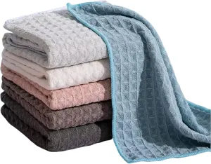 30 Counts Waffle Wash Cloths, Upgraded Cotton Washcloths with Colorful Design, Cleaning Cloth for Body and Face Random Color
