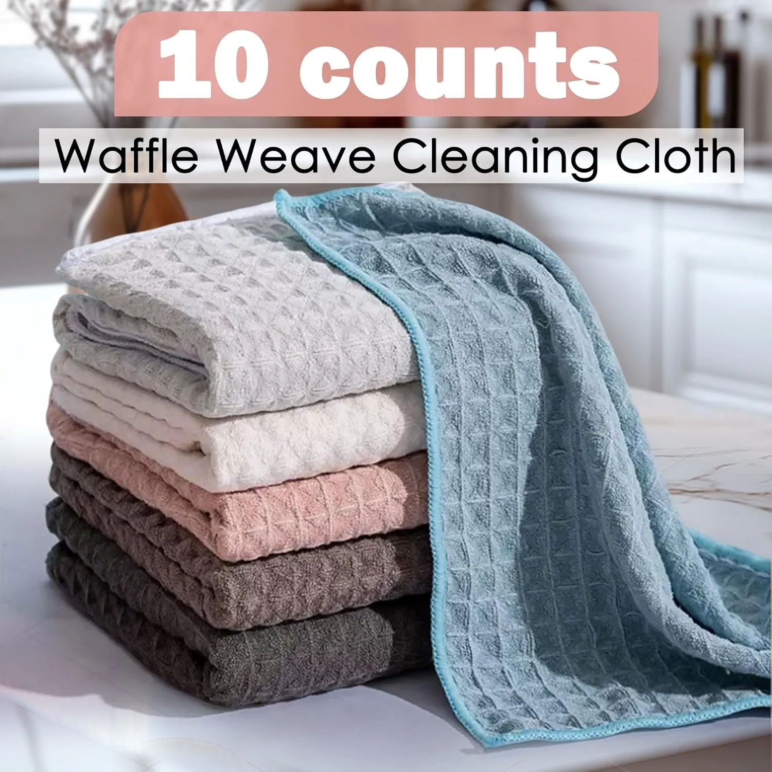 30 Counts Waffle Wash Cloths, Upgraded Cotton Washcloths with Colorful Design, Cleaning Cloth for Body and Face Random Color