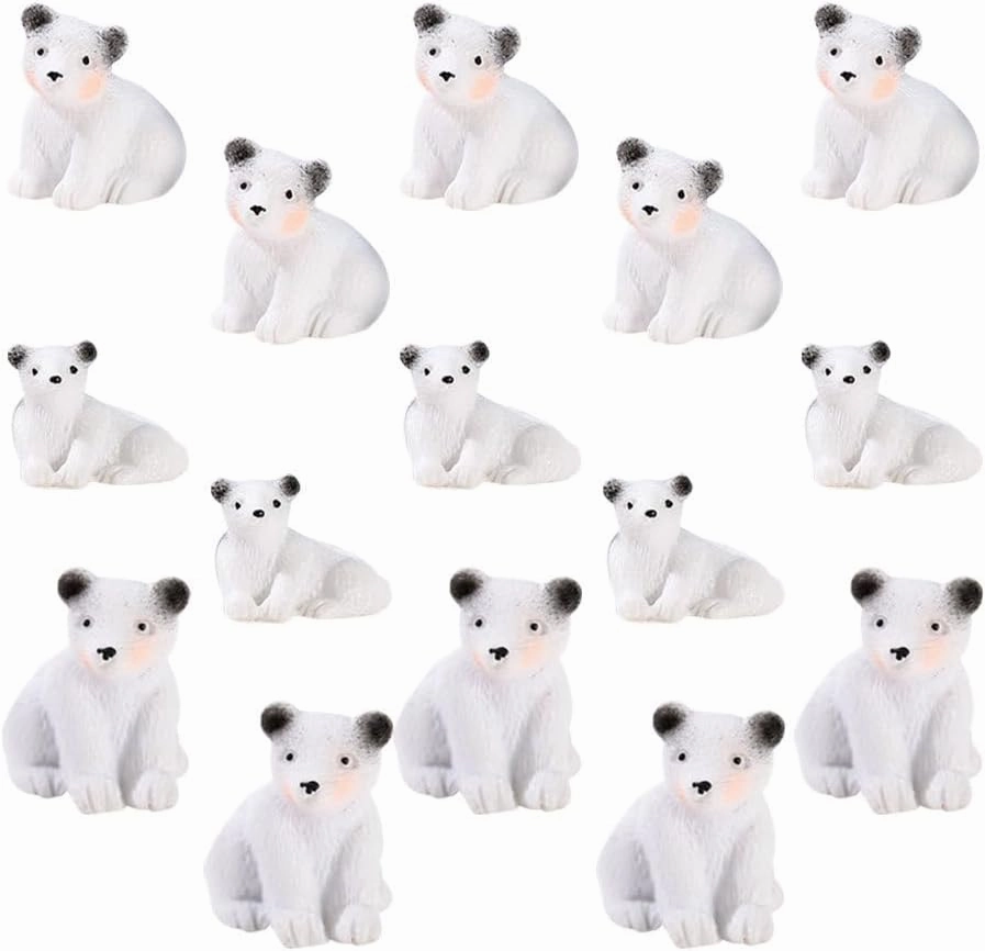 30 Pcs Resin Polar Bear Toy Decor Animal Models Mini Penguin Figurines White Bear Figurines Resin Crafts Garden Adornment Landscape Ornament Baby Household Ornaments