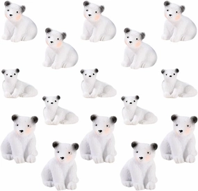 30 Pcs Resin Polar Bear Toy Decor Animal Models Mini Penguin Figurines White Bear Figurines Resin Crafts Garden Adornment Landscape Ornament Baby Household Ornaments