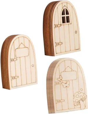 30pcs Door Prop Wooden Dollhouse Accessories Realistic House Decor for Creative Crafts Includes Door Window and Mushroom Designs for Projects and Sharing