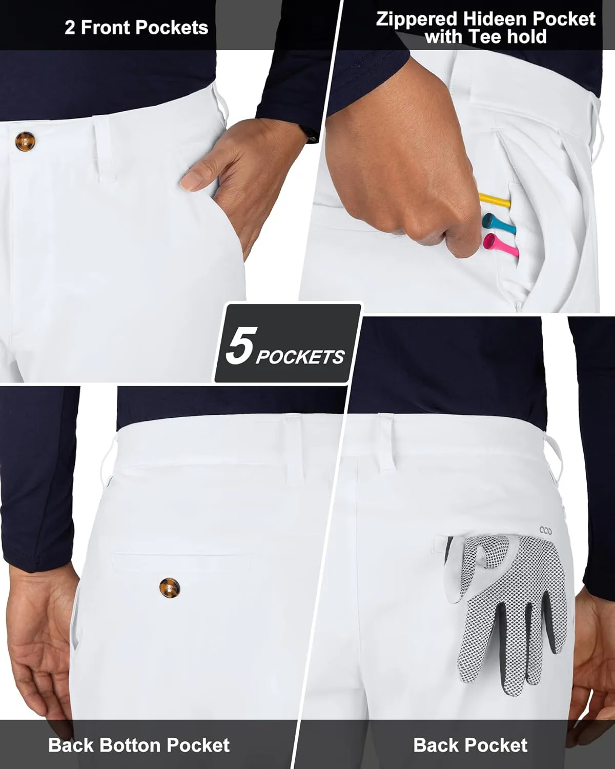 33,000ft Men's Golf Pants with 5 Pockets Classic-Fit Stretch Quick Dry Lightweight UPF 50  Hiking Pants