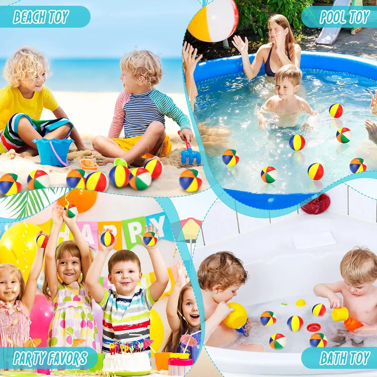 36 Pcs Beach Stress Ball 2.5 Inch Summer Mini Stress Relief Balls Rainbow Squeeze Toys Pu Foam Squeezy Toy for Girls Boys Adults Beach Birthday Party Favors Water Pool Games(Multicolor)