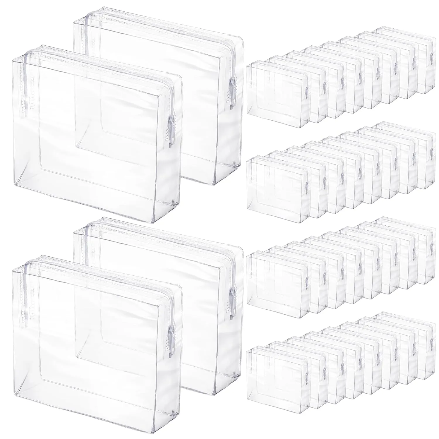 36 Pcs Mini Clear Makeup Bag Small Clear Zipper Pouch Travel Bag for Toiletries PVC Plastic Cosmetic Bag Waterproof Clear Toiletry Bag for Women Men Vacation