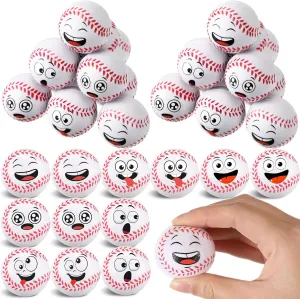36 Pcs Mini Face Baseball Stress Balls Bulk Small Baseballs Stress and Anxiety Relief Toy Foam Sports Squeeze Balls for School Carnival Reward Sports Theme Party Favors Valentines Gifts