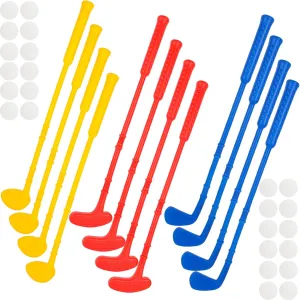 36 Pcs Plastic Mini Golf for Kids Include 12 Golf Clubs and 24 Balls Toddlers Golf Club Set for Indoor Outdoor Christmas Birthday Party Gifts, 3 Colors