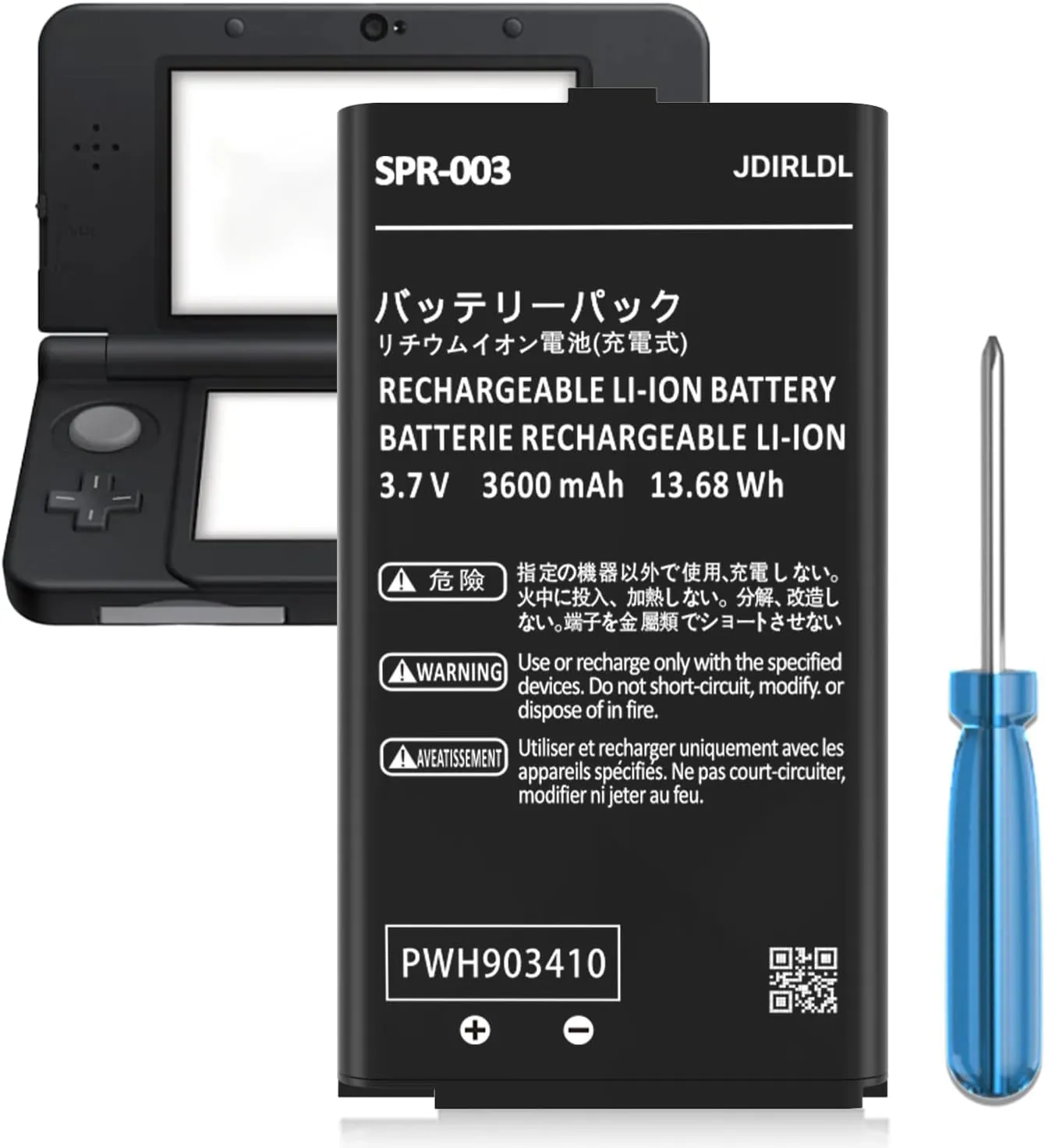 (3600mAh) Battery for Nintendo 3DS XL Game Console, 2025 New Upgrade High Capacity 0 Cycle Battery Replacement for SPR-003, New 3DS XL LL Game Console with Repair Tools - 1 Pack