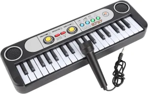37 Key Piano Keyboard Electronic Keyboard Piano with Microphone 24 Demos 3 Timbres Plastic Musical Instruments