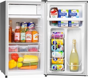 3.2 Cu.Ft Mini Fridge with Freezer, Single Door Mini Fridge, Adjustable Thermostat, Energy Saving Mini Refrigerator for Bedroom, Office, Dorm (Modern Silver, 3.2 Cu.ft)