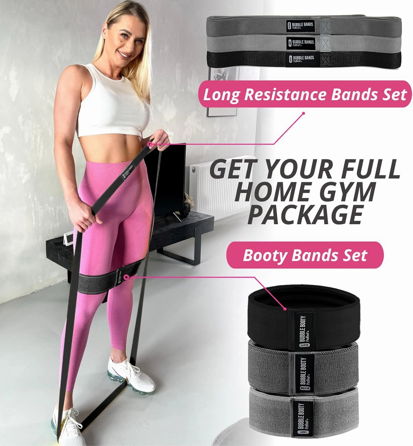 3 Pack, Get Sexy and Slimmer with Non Slippery Fabric Resistance Booty Bands with Full Training Video, Ideal for Strength Building, Pilates, Rehab, Fitness, Pickleball Warm Up and Home Workout