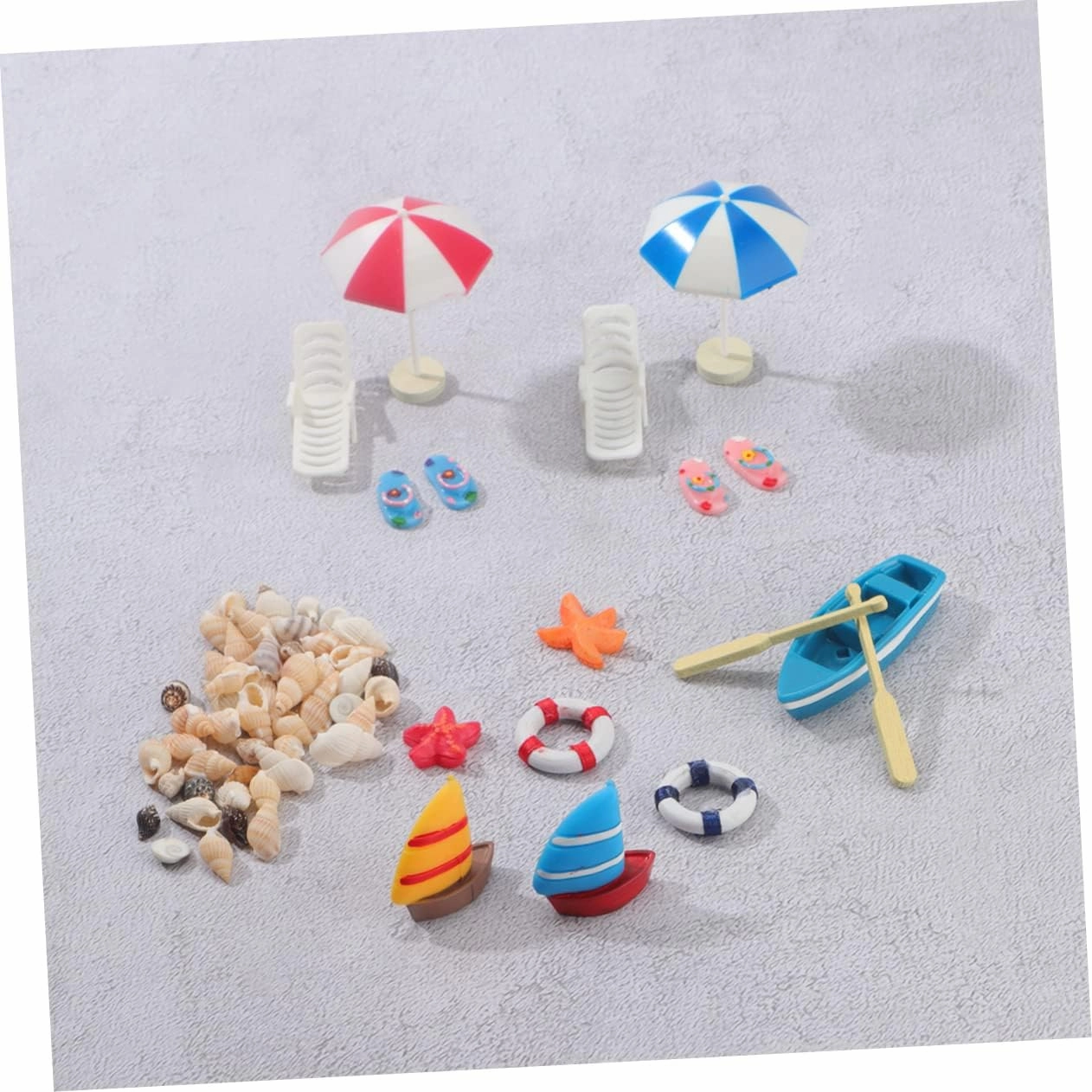 3 Sets Mini Beach Resin Adornments with Umbrella Slippers for Sandbox and Mini House Decor for Imagination and Collectibles