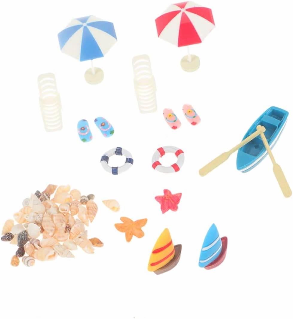 3 Sets Mini Beach Resin Adornments with Umbrella Slippers for Sandbox and Mini House Decor for Imagination and Collectibles