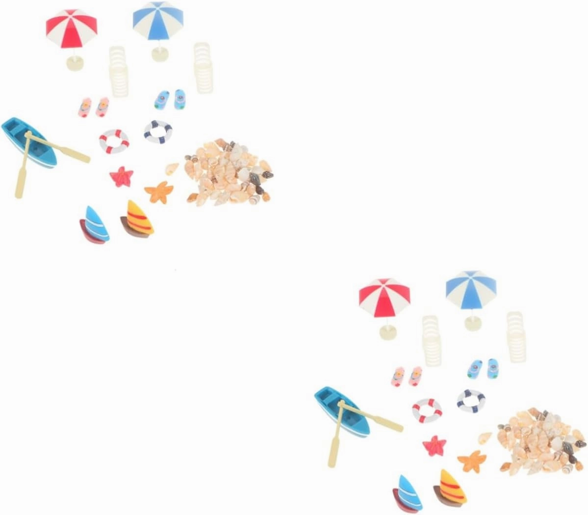 3 Sets Mini Beach Resin Adornments with Umbrella Slippers for Sandbox and Mini House Decor for Imagination and Collectibles