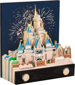 3D Memo Pad Art Sticky Notes, Fantasy Castle Notepad 3D Paper Card Craft Multicolor Self Sticky Note Pads Character Silhouette Desk Decoration DIY Creative Gift