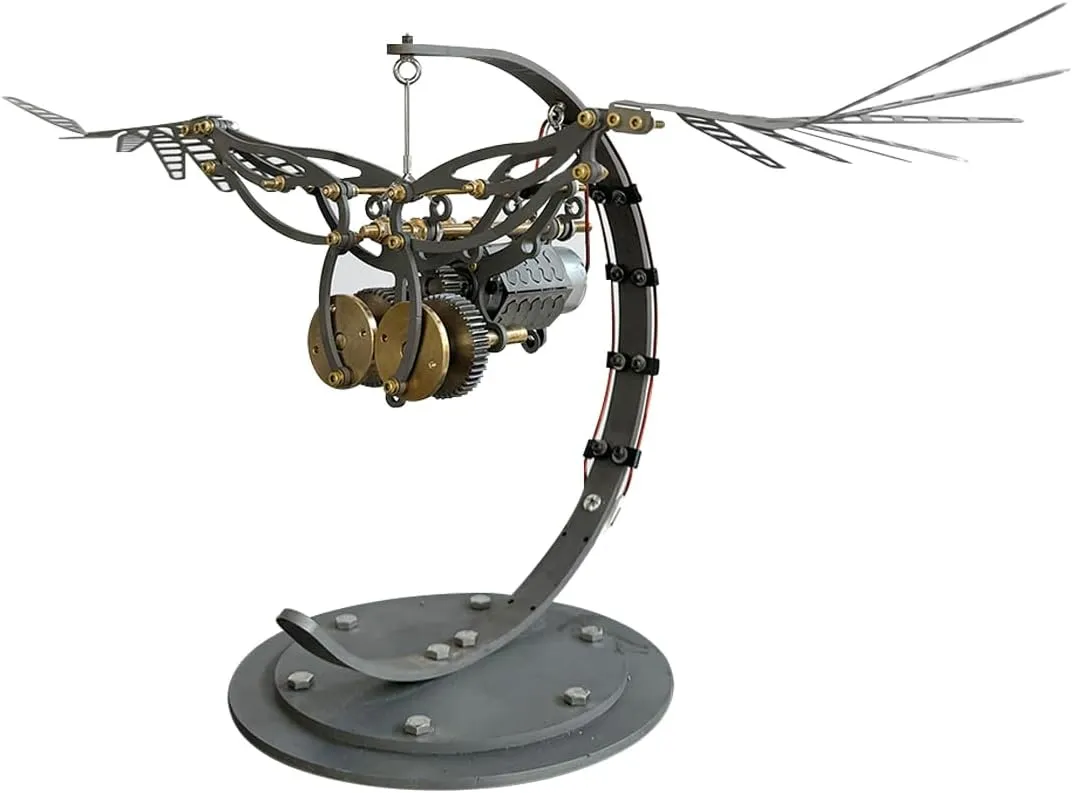 3D Metal Flying Bird Mechanical Model, Surrealistic Creative Collectible Kits Gifts for Teens and Adults (Dynamic Version)