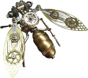 3D Metal Mechanical Insect Assembly Kit Steampunk Model Adult DIY Hand Assembly Creative Birthday Holiday Vintage Trend Tabletop Ornament Collection (Big Fly)