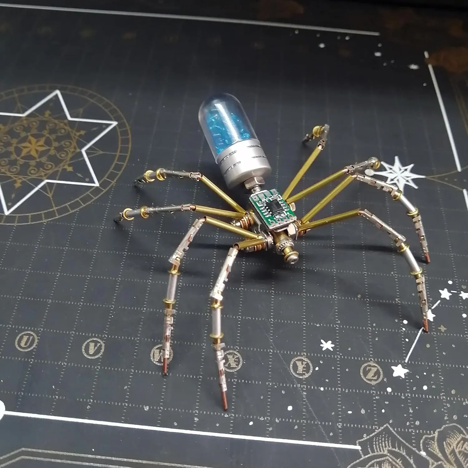 3D Metal Mechanical Insect Assembly Kit Steampunk Model Adult DIY Hand Assembly Creative Birthday Holiday Vintage Trend Tabletop Ornament Collection (Spider 7 (Blue))
