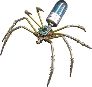 3D Metal Mechanical Insect Assembly Kit Steampunk Model Adult DIY Hand Assembly Creative Birthday Holiday Vintage Trend Tabletop Ornament Collection (Spider 7 (Blue))