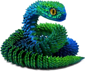 3D Printed Animals-Snake Viper,3D Printed Snake Toys 3D Printed Articulated Snake 3D Printed Animals Animal Model Ornaments Creative Funny Toy Festival Gift for Frends (Blue Green, 29 Inch)