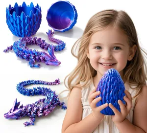 3D Printed Dragon,Dragon Eggs with Dragon Inside,Surprise Dragon Egg Toy,15'' Full Articulated Crystal 3D Dragon