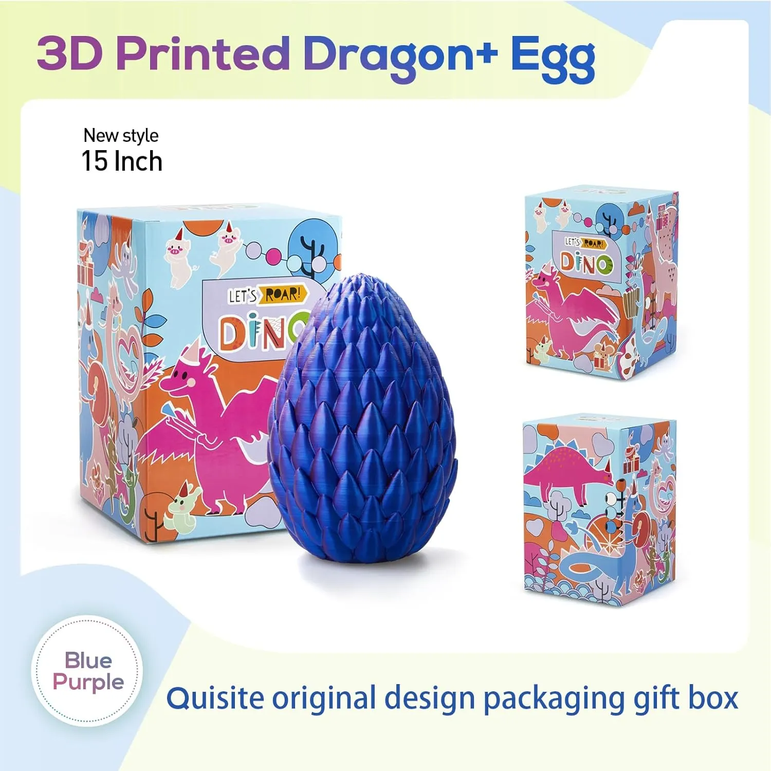 3D Printed Dragon,Dragon Eggs with Dragon Inside,Surprise Dragon Egg Toy,15'' Full Articulated Crystal 3D Dragon