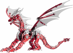 3D Puzzles for Adults,Metal Dragon Puzzle Building Set,Collectible Mechanical Engineering Crafts for Home Office Decoration & Gift（Red）