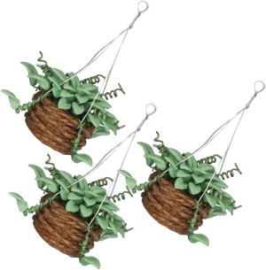 3Pcs Miniature Furniture Plant Accessories Dollhouse Decor with Resin Greenery for Mini House Decoration and Photography Props