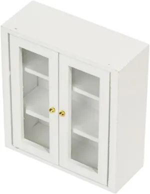 3pcs Miniature Scene Furniture Cabinet Dollhouse Mini House Decoration Miniatures Mini Furniture Prop Door Tiny House Mini House Cabinet Windows Kitchen Small House White Wooden