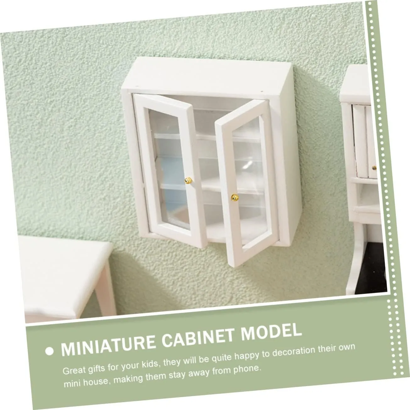 3pcs Miniature Scene Furniture Cabinet Dollhouse Mini House Decoration Miniatures Mini Furniture Prop Door Tiny House Mini House Cabinet Windows Kitchen Small House White Wooden