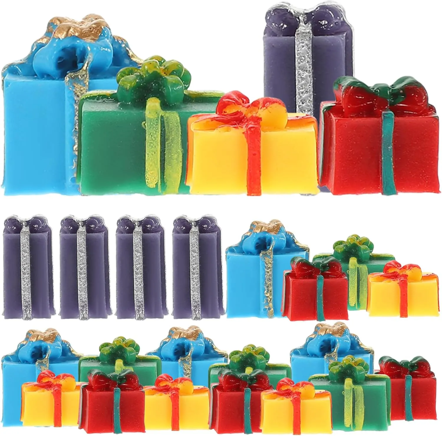 3sets 25pcs Boxes Miniature Doll House Present Boxes Resin Christmas Ornaments for Festive Decoration Mini Accessories for DIY Projects and Photography 25pcs*3