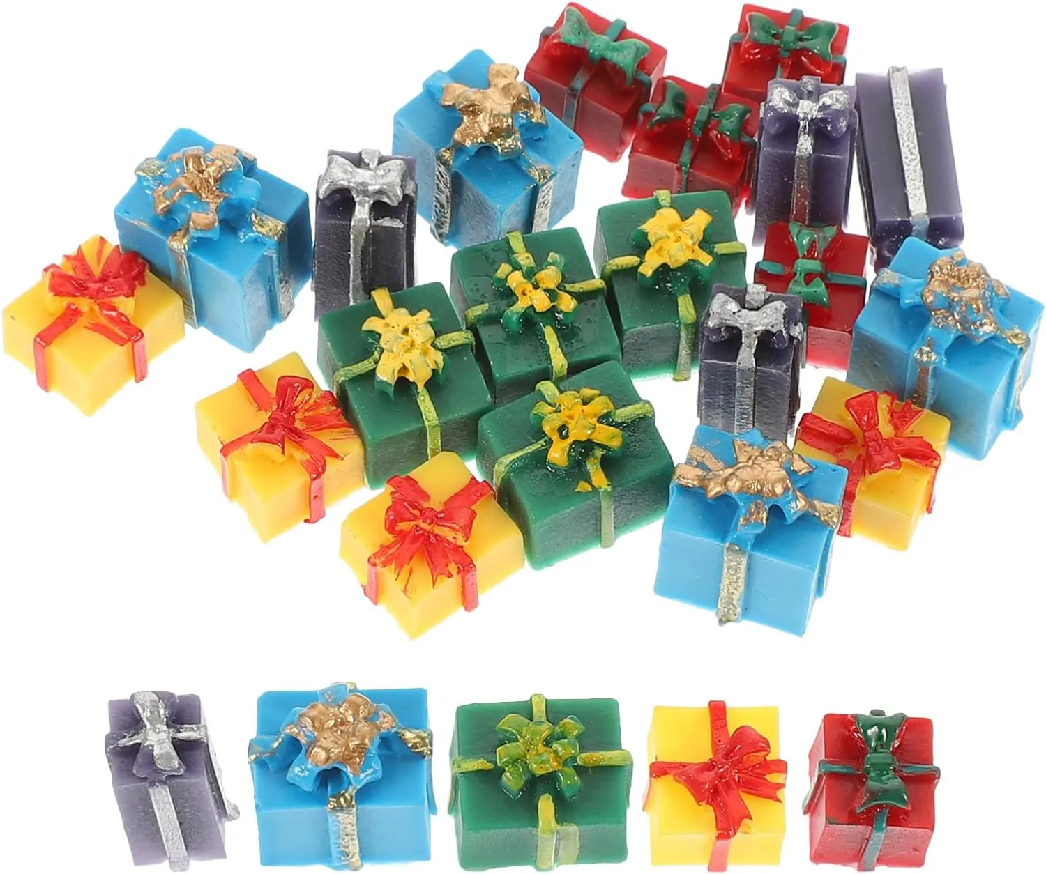 3sets 25pcs Boxes Miniature Doll House Present Boxes Resin Christmas Ornaments for Festive Decoration Mini Accessories for DIY Projects and Photography 25pcs*3
