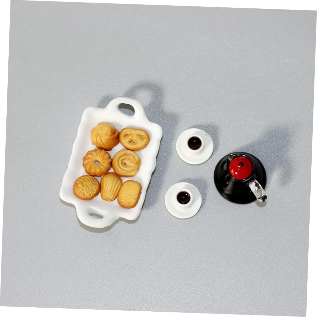 3sets Miniature Food Adorable Kitchen Set of Decorative Tiny Coffee Cups Porcelain Tray for Dollhouse Supplies for Mini House Decoration