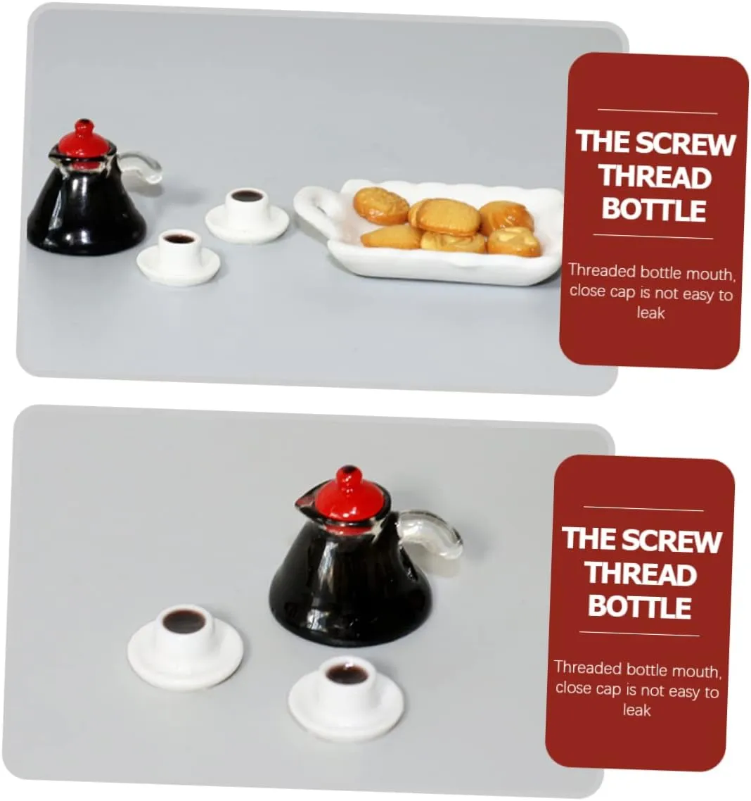 3sets Miniature Food Adorable Kitchen Set of Decorative Tiny Coffee Cups Porcelain Tray for Dollhouse Supplies for Mini House Decoration