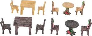 4-Pack Miniature Resin Table and Chair Decor Furniture Mini Ornament for Fairy Garden