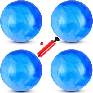 4 Pcs Marbleized Bouncy Balls & 1 Pump 9 Inch Inflatable Sensory Balls Beach Ball Kickball Bouncy Balls School Playground Ball Will Provide Hours of Fun and Entertainment for You and Your Family