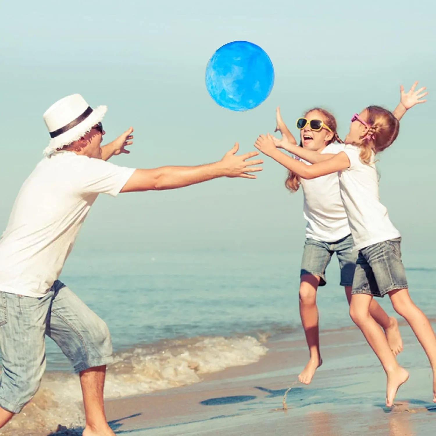 4 Pcs Marbleized Bouncy Balls & 1 Pump 9 Inch Inflatable Sensory Balls Beach Ball Kickball Bouncy Balls School Playground Ball Will Provide Hours of Fun and Entertainment for You and Your Family