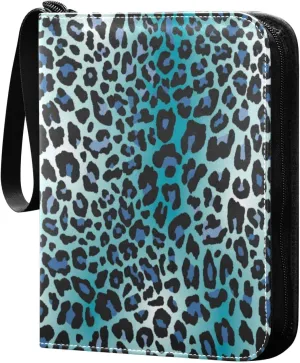 4 Pocket Card Binder with 50 Removable Sleeves Creative Leopard Print Trading Card Binder Collector Card Album for 400 Game Sports Cards