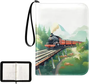 4 Pockets Trading Card Album Holder Book Folder Sports Card Binder Train 2 400 Double Side Pockets for 3 Ring Binder Zipper