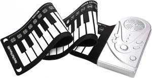 49 Keys Electronic Keyboard, Hand Rolled Silicone Piano Pad, Roll Up Keyboard Piano for Kids Beginners (Silver)