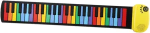 49 Keys Roll Up Piano Keyboard for Beginners And Kids, Rainbow Key Yellow