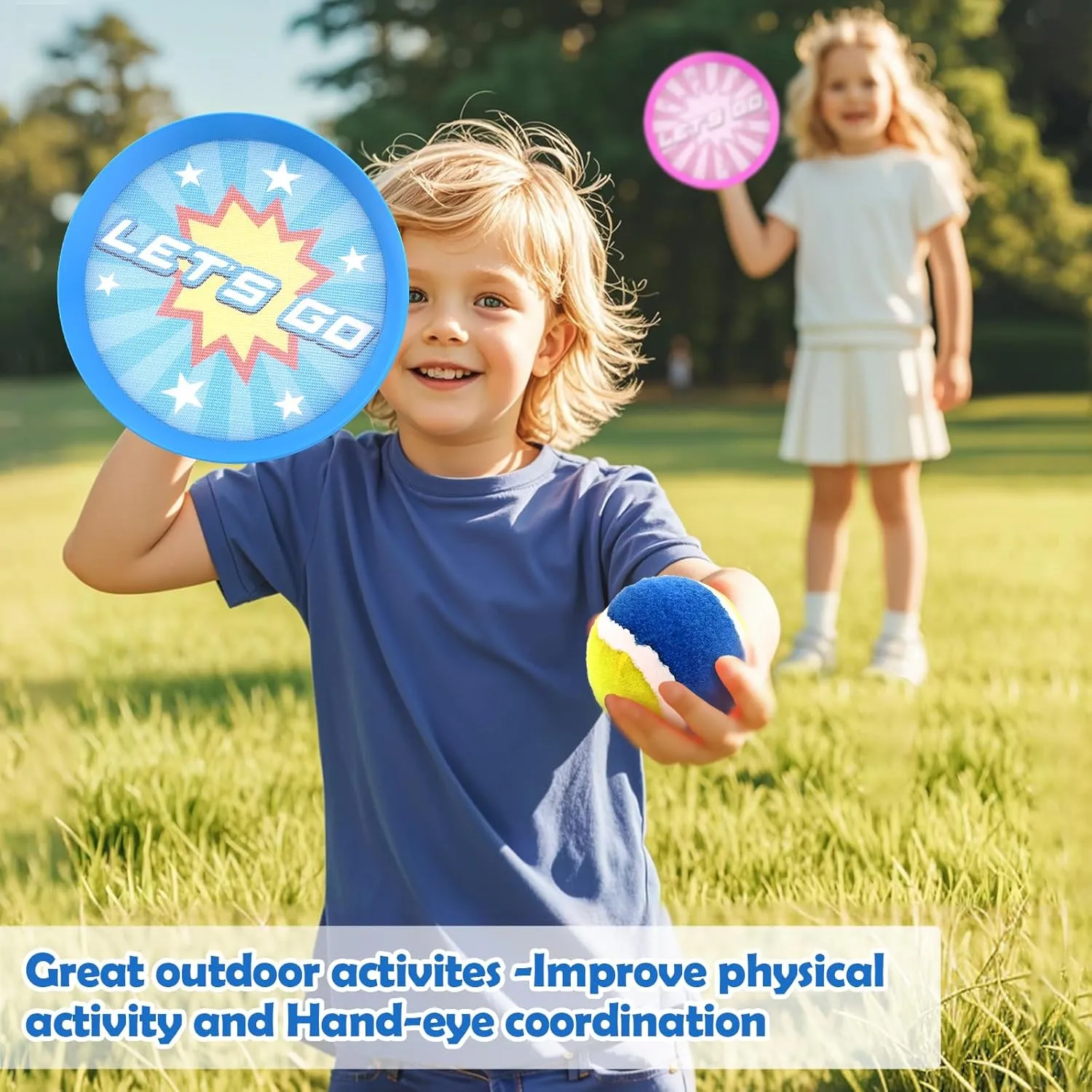 4Pcs Catch Ball Game for Kids, Outdoor Toys for Age 3-7, Beach Toy for Ages 8-13, Ball Sports Toys for Kids and Adults Family School Outdoor Games for 3-5 6-9 10  Year Old Boys Girls