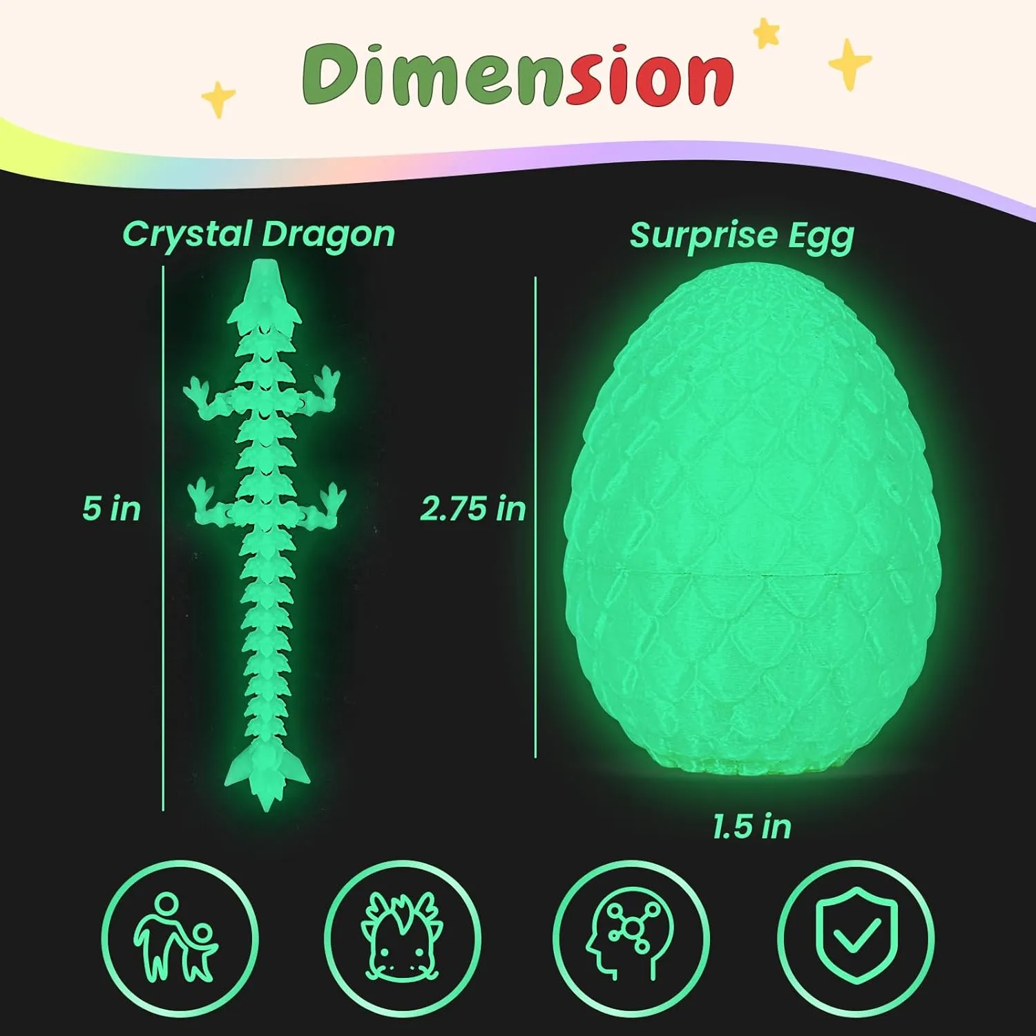 4PCS Dragon Eggs with Dragon Inside Mini Dragon Eggs Set Mystery Dragon Egg Fidget Toy Articulated Dragon 3D Printed Animals Set Mini Articulated Crystal Dragon Toy