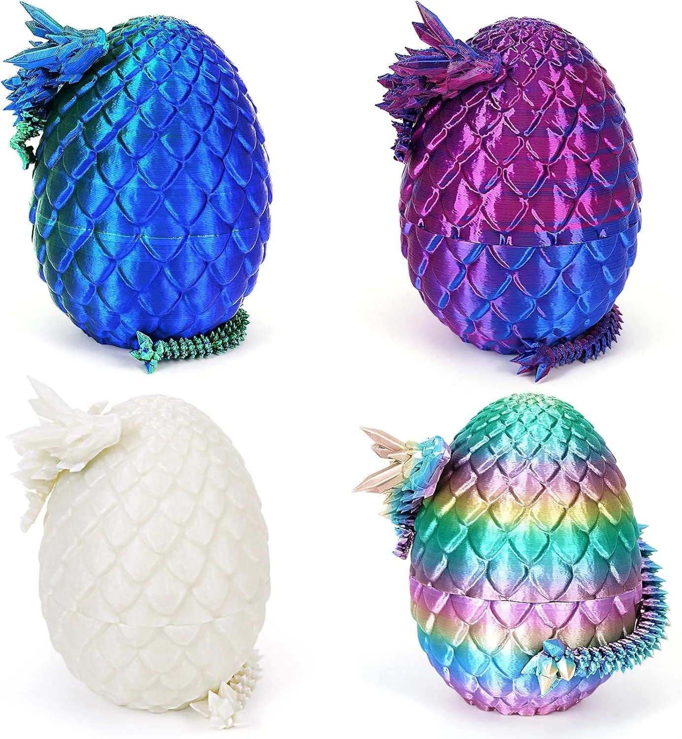 4PCS Dragon Eggs with Dragon Inside Mini Dragon Eggs Set Mystery Dragon Egg Fidget Toy Articulated Dragon 3D Printed Animals Set Mini Articulated Crystal Dragon Toy