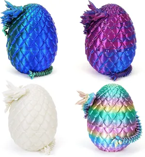 4PCS Dragon Eggs with Dragon Inside Mini Dragon Eggs Set Mystery Dragon Egg Fidget Toy Articulated Dragon 3D Printed Animals Set Mini Articulated Crystal Dragon Toy