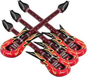 4Pcs Inflatable Flame Design Guitars, PVC Blow up Instruments for Kids, Party Props and Stage Decorations, 35.43 Inches